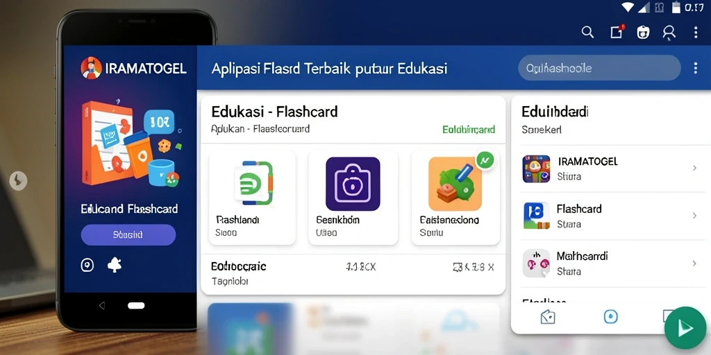 Screenshot antarmuka pengguna IRAMATOGEL yang menampilkan fungsi utama Flashcard.