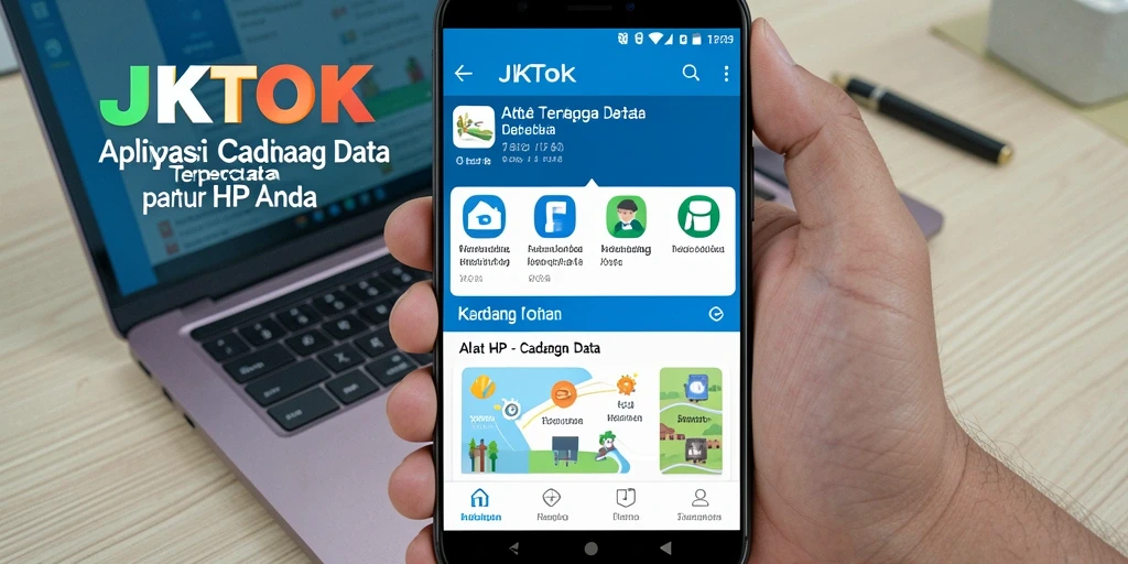 Antarmuka aplikasi JKTOK untuk Cadangan Data yang mudah digunakan.