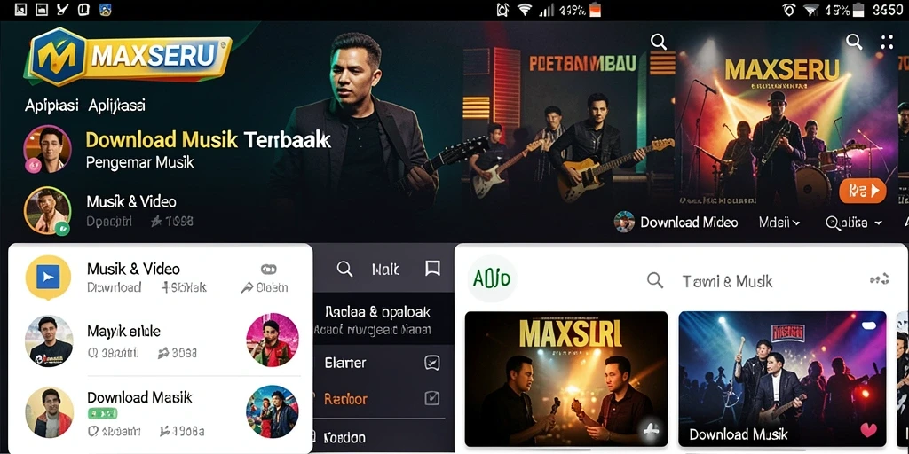 Antarmuka pengguna MAXSERU yang menarik dan fungsional untuk Download Musik.