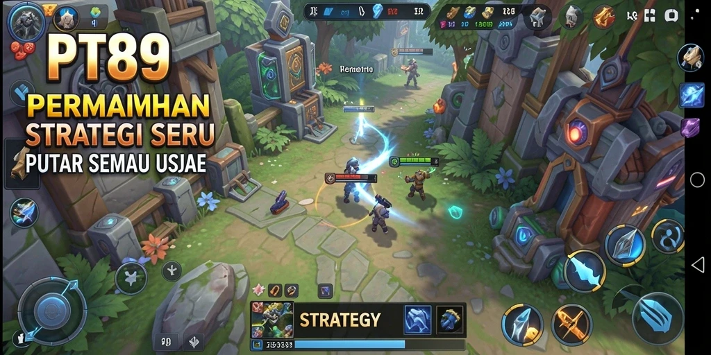 Antarmuka PT89 yang menarik dengan elemen strategi yang dinamis.