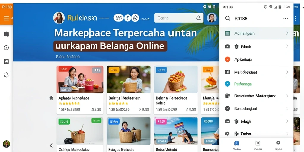 Tampilan antarmuka RI188 yang intuitif dan menarik untuk Marketplace.