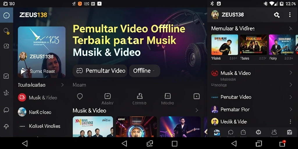Antarmuka ZEUS138 yang ramah pengguna saat memutar video offline.